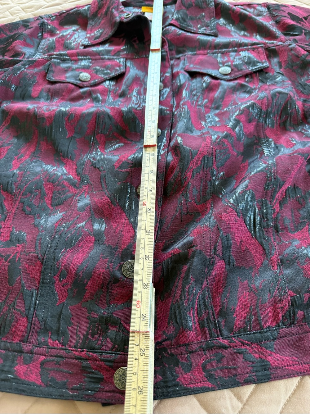Ruby Rd. Red and Black Patterned Jean Jacket - Picture 6 of 10